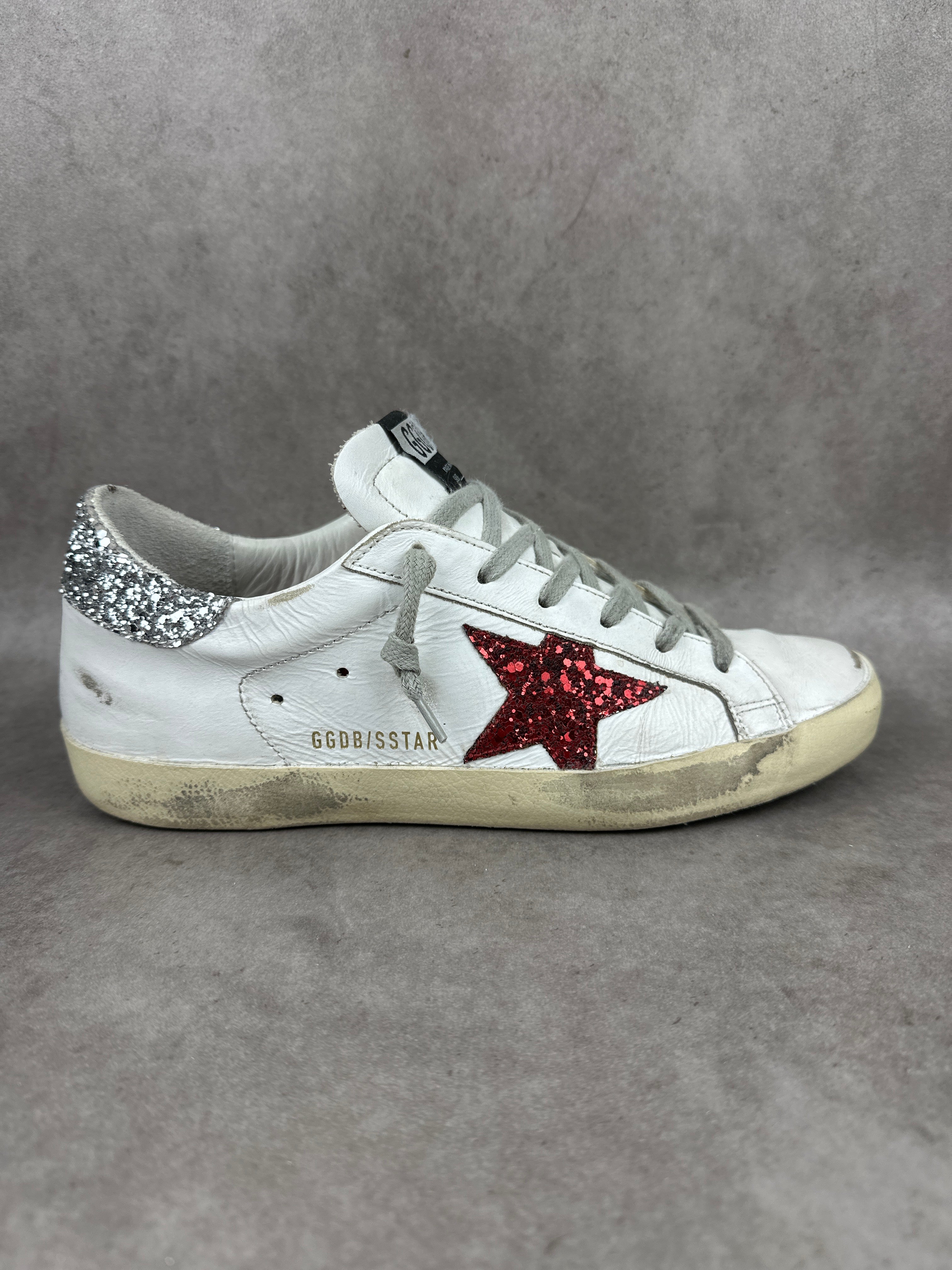 Golden goose Superstar pailletés rouge & argenté T38-005